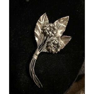 1940's‎ Hand Made Sterling Silver Flower Spray Brooch